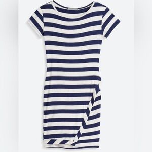 Loveappella Navy and Cream Striped Dress